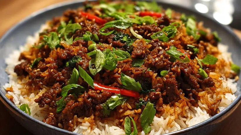 Crispy Chilli Beef Rice