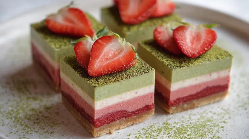 Matcha Strawberry Cream Bars