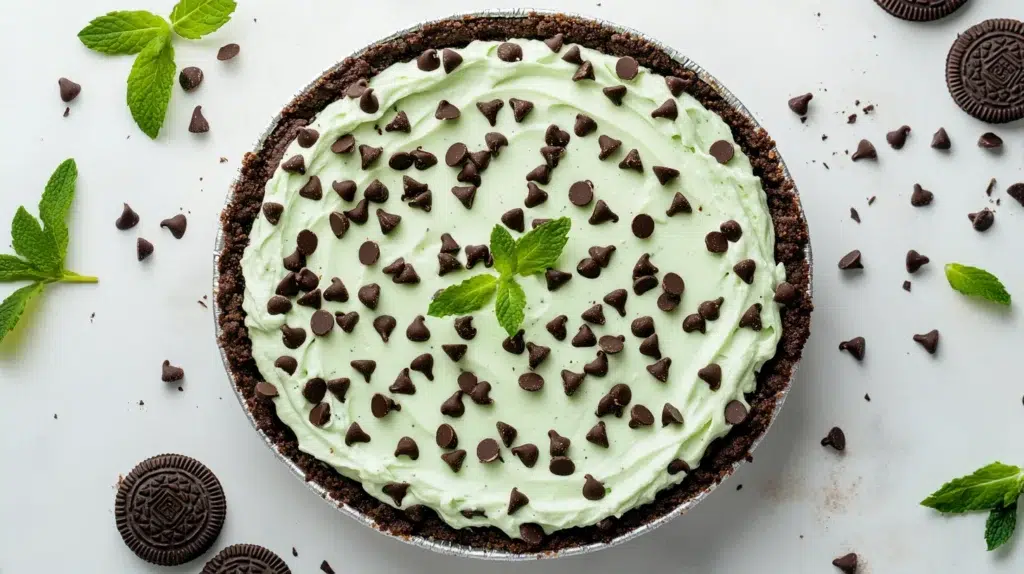 Mint Chocolate Chip No-Bake Pie