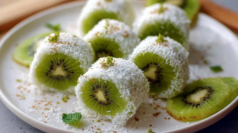 No Bake Kiwi Coconut Rolls