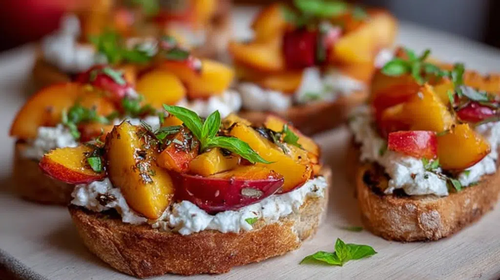 Peach Bruschetta with Whipped Ricotta