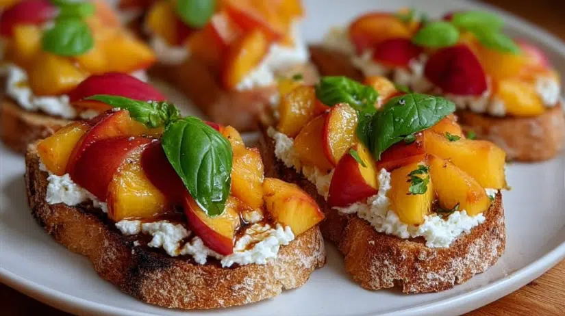 Peach Bruschetta with Whipped Ricotta