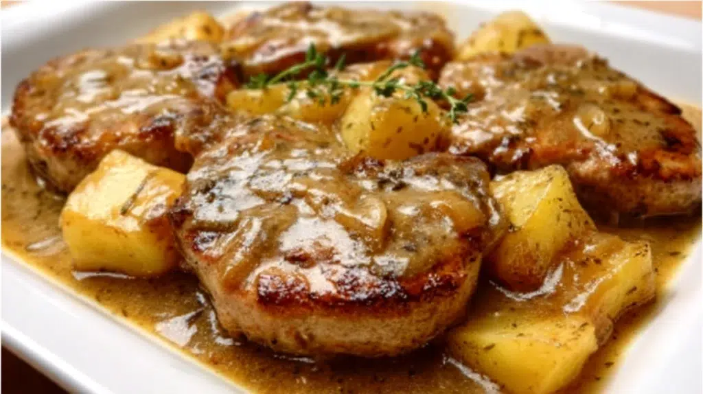 Smothered Pork Chops with Potatoes in Gravy