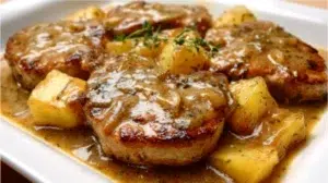 Smothered Pork Chops with Potatoes in Gravy