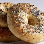 Sourdough discard bagels with a golden crust and chewy texture.
