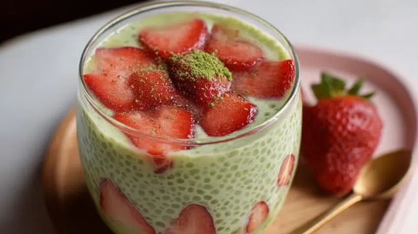 Strawberry Matcha Sago