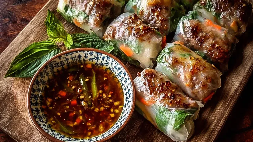 Thai Basil Beef Rice Paper Rolls