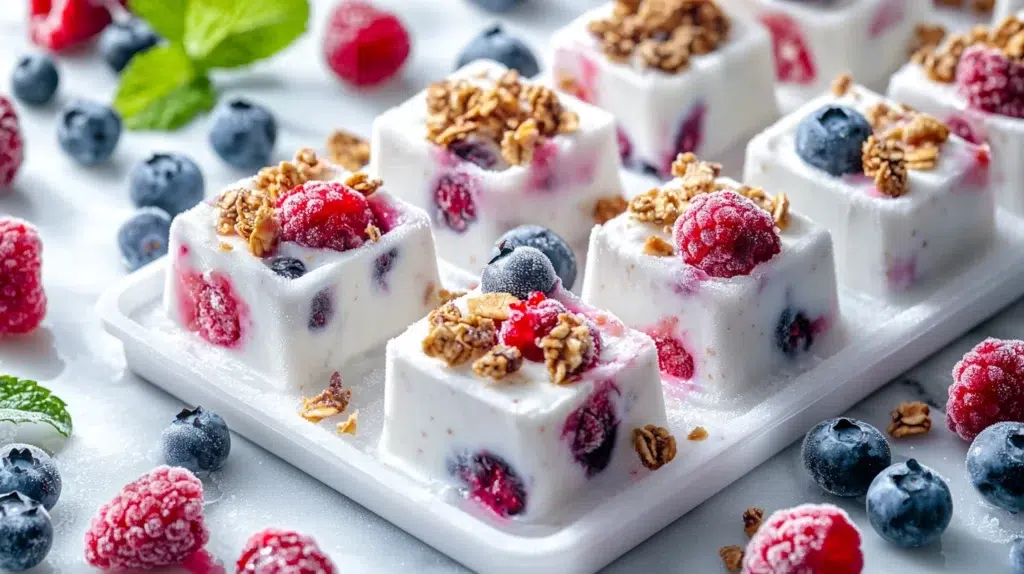 Berry Ice Cube Tray Frozen Yogurt Bites