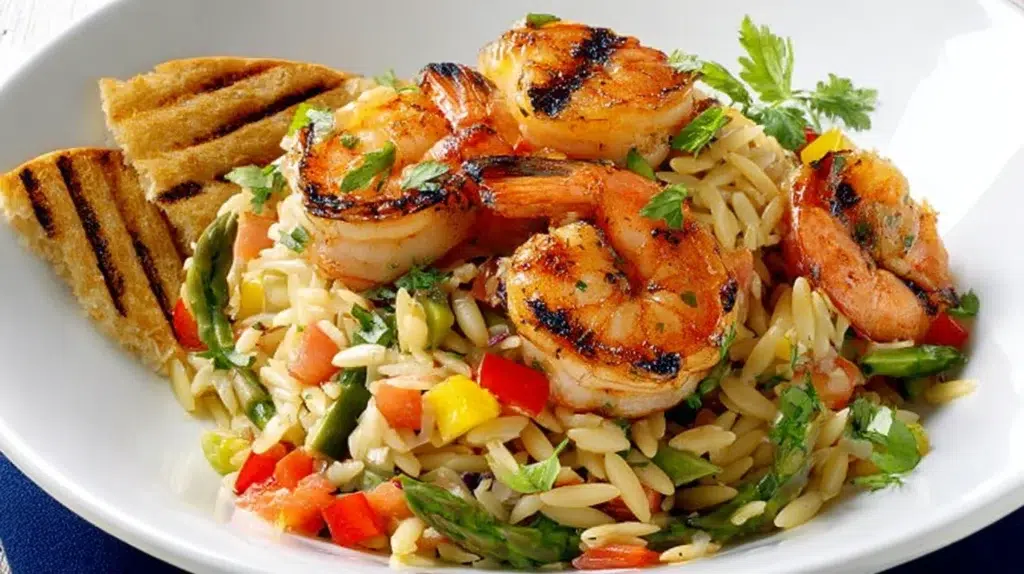 Caribbean Grilled Jerk Shrimp Orzo Salad