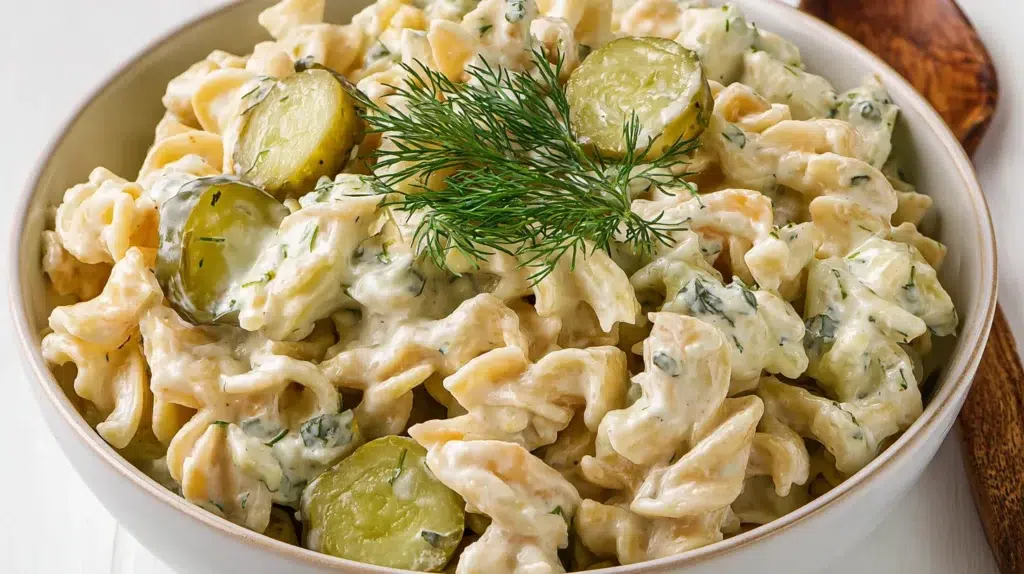 Creamy Dill Pickle Pasta Salad
