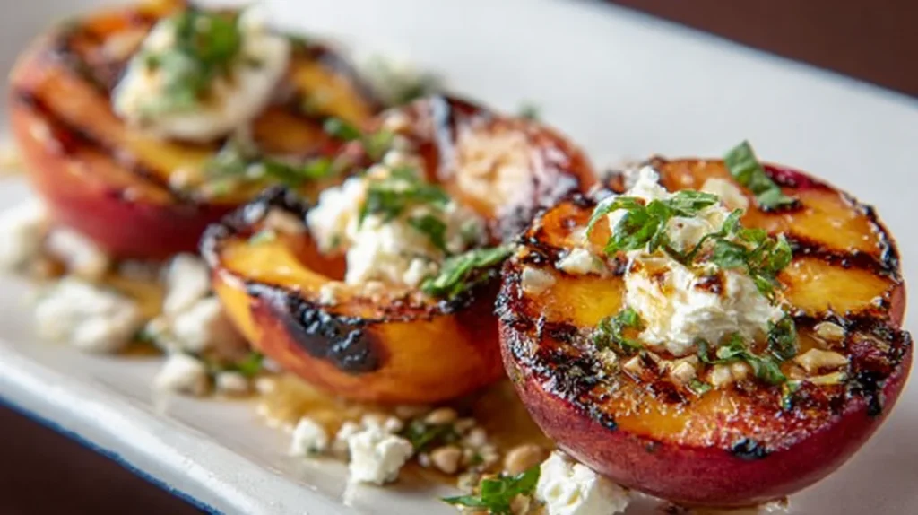 Grilled Peaches with Goat Cheese