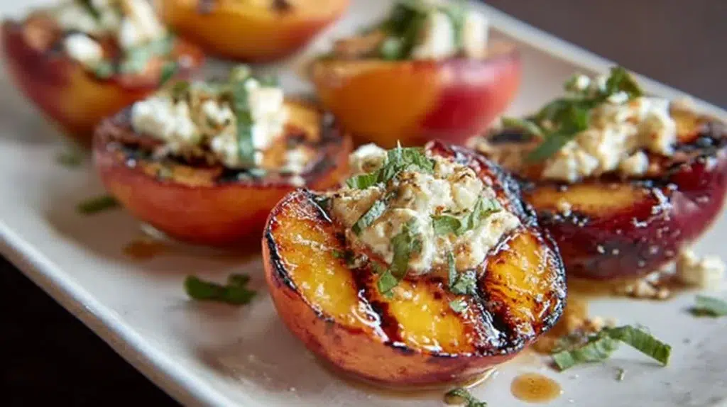 Grilled Peaches with Goat Cheese
