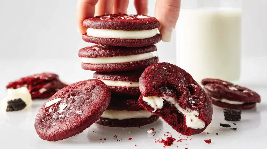 Homemade Red Velvet Oreo Cookies