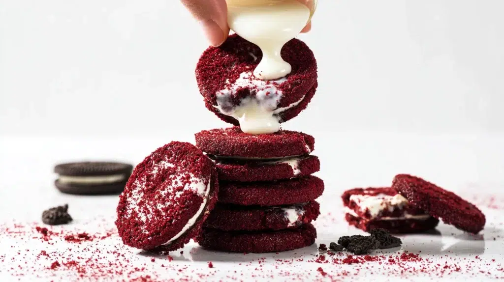 Homemade Red Velvet Oreo Cookies