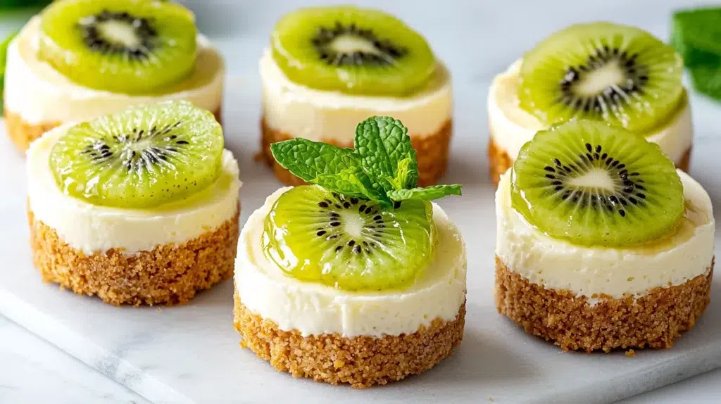 Mini Cheesecakes with Kiwi Topping