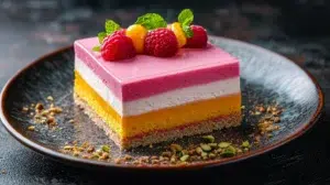 Pistachio Cake with Raspberry Mousse