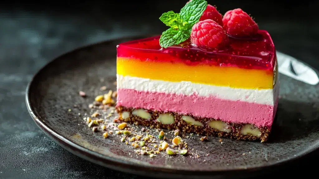 Pistachio Cake with Raspberry Mousse