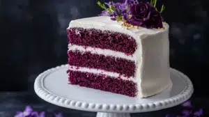Royal Purple Velvet Cake with Creamy Vanilla Frosting
