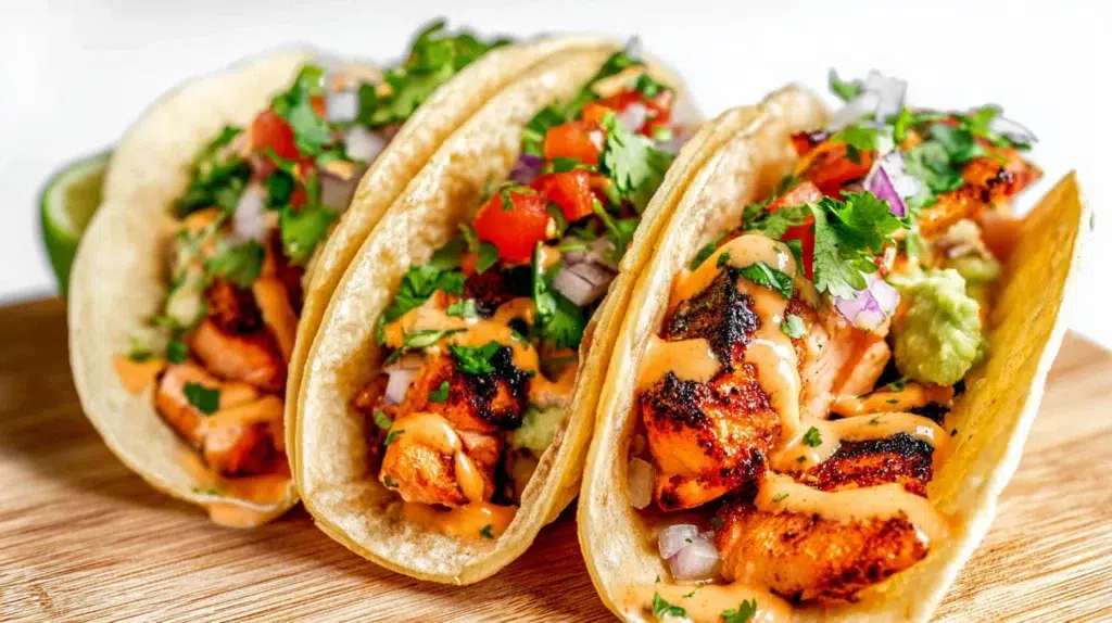 Sweet Bang Bang Salmon Tacos